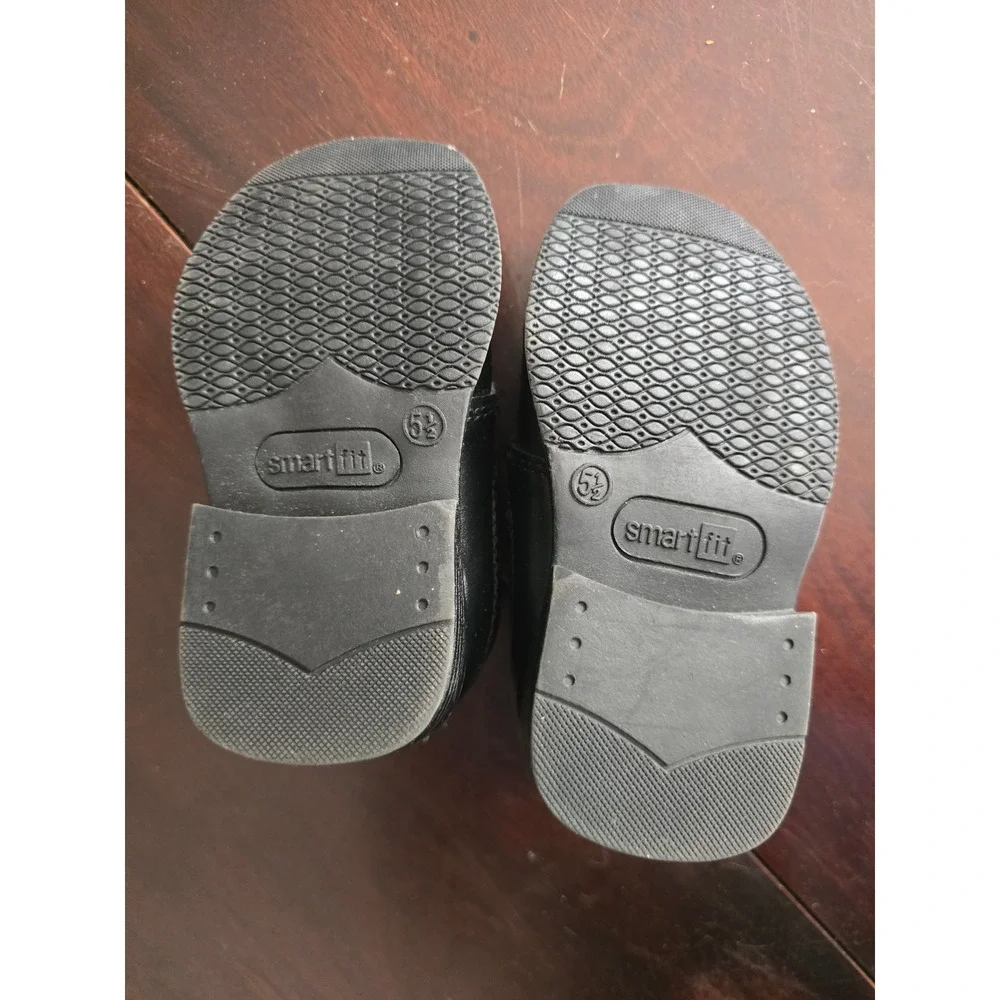 Smartfit Boys Black Dress‎ Shoes Square Toe Buckle Loafers Size 5.5W Toddler